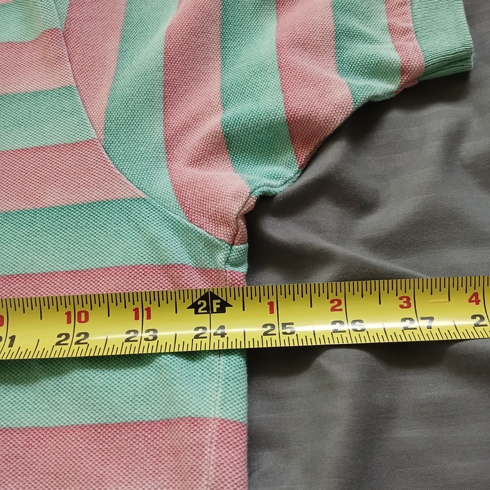 Polo Ralph Lauren Polo Shirt Mens XL Teal Pink Striped Pique Short Sleeve Pony - Picture 5 of 8